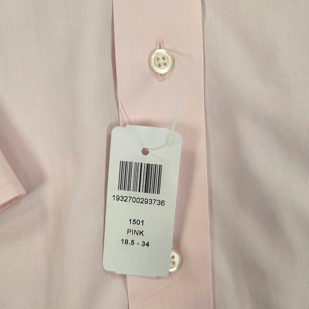 Paul Fredrick Mens 18.5 x 34 Classic Fit Pink Non-Iron Cotton Dress Shirt 1501 - Picture 5 of 6